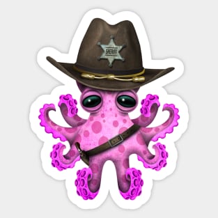 Cute Pink Baby Octopus Sheriff Sticker